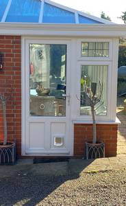 Cat flap installation in upvc raised panel rear door